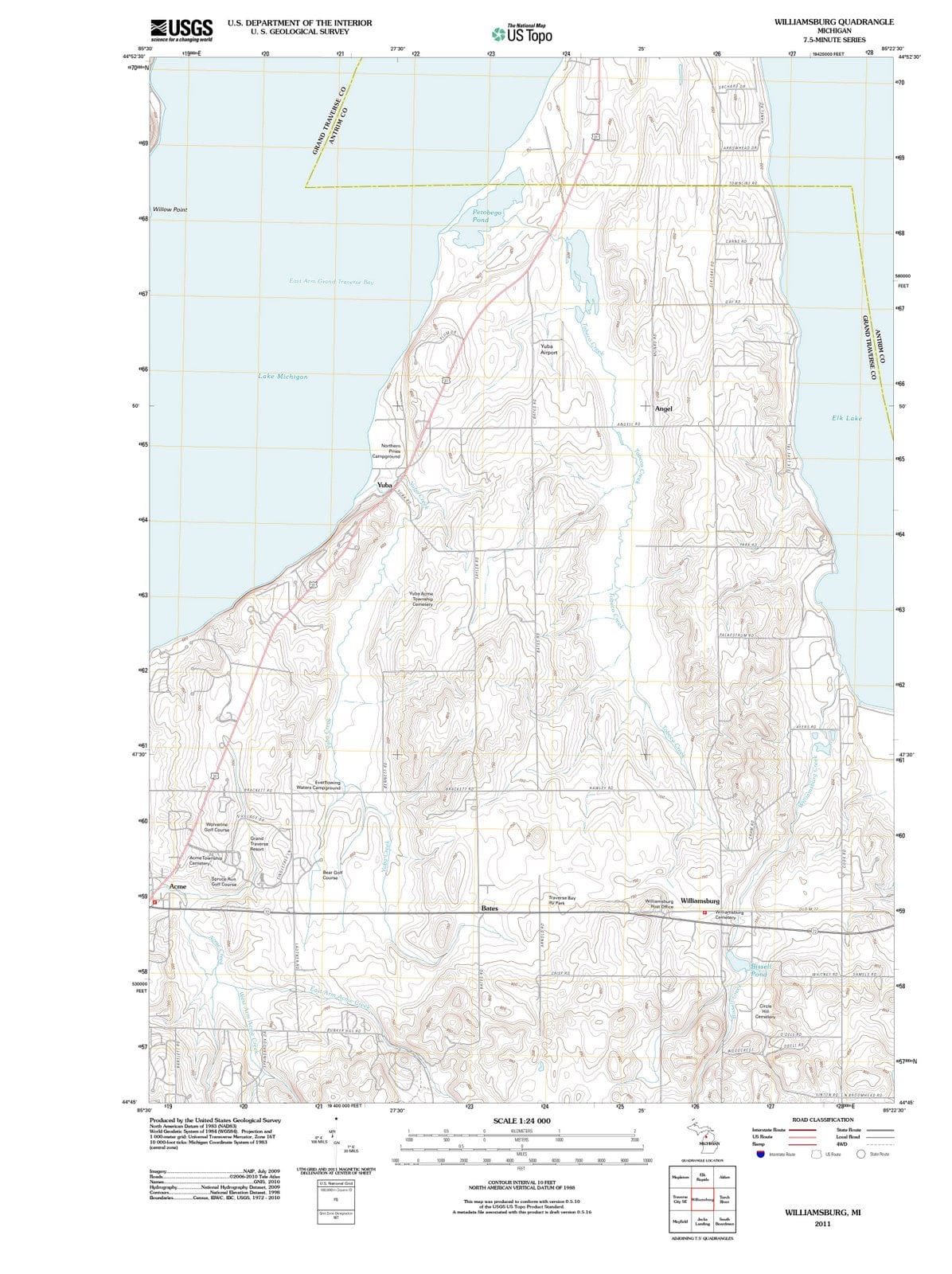 2011 Williamsburg, MI - Michigan - USGS Topographic Map