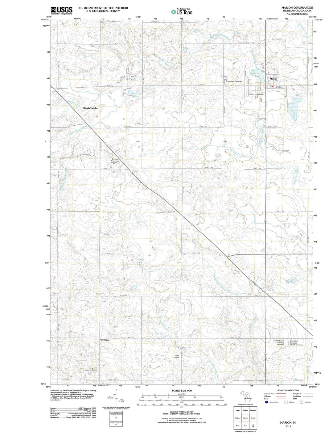 2011 Marion, MI - Michigan - USGS Topographic Map