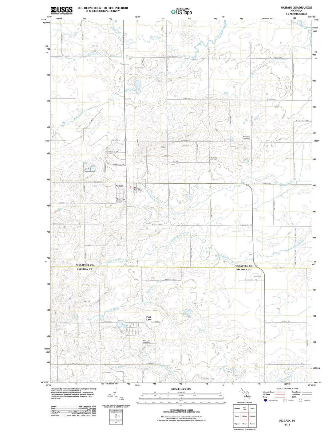 2011 McBain, MI - Michigan - USGS Topographic Map