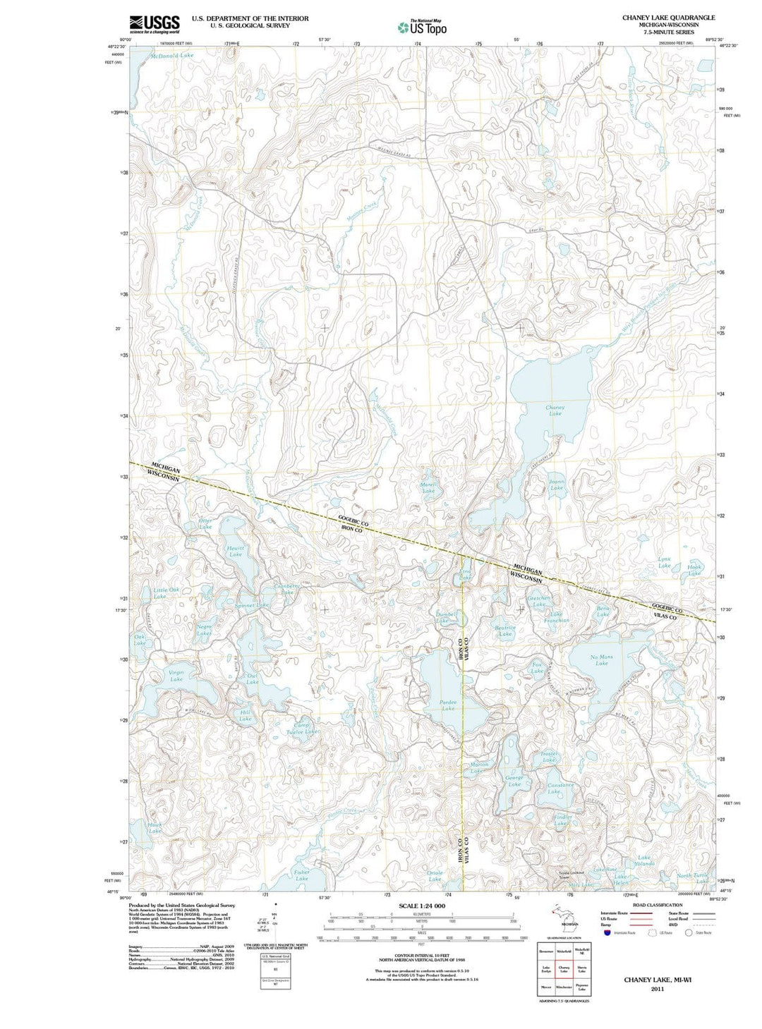 2011 Chaney Lake, MI - Michigan - USGS Topographic Map