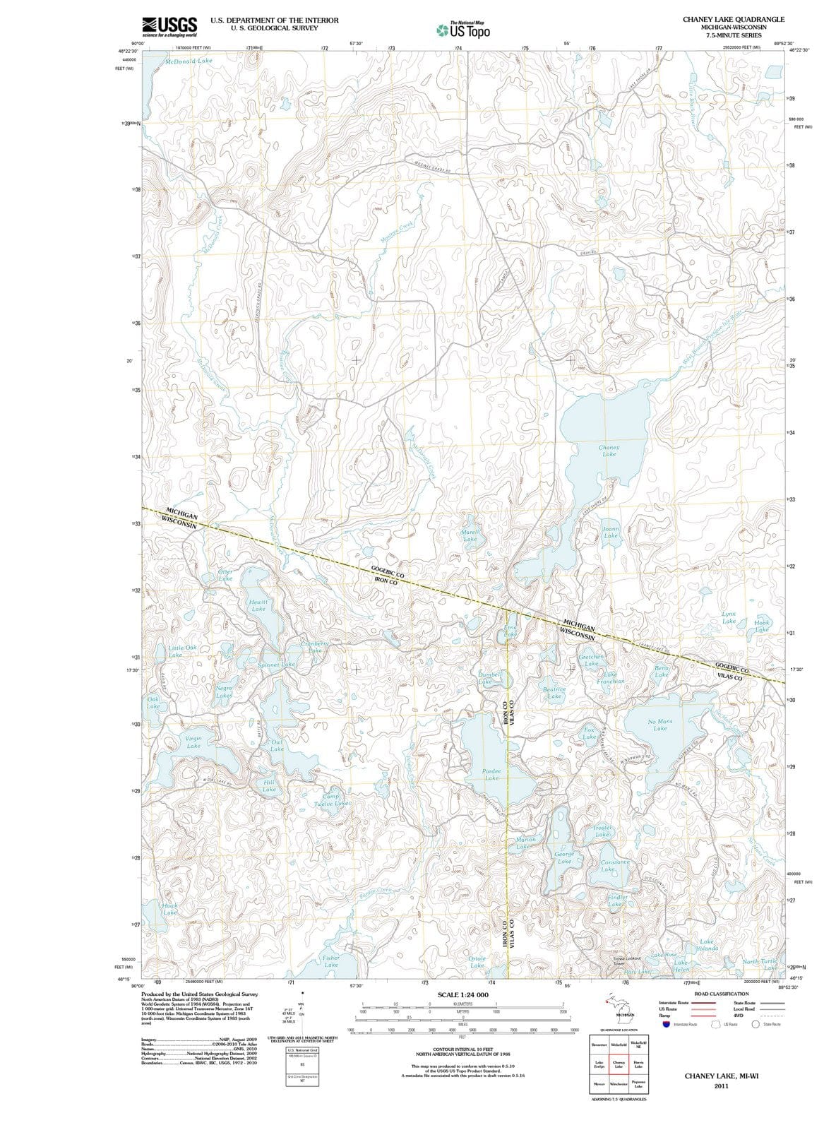 2011 Chaney Lake, MI - Michigan - USGS Topographic Map
