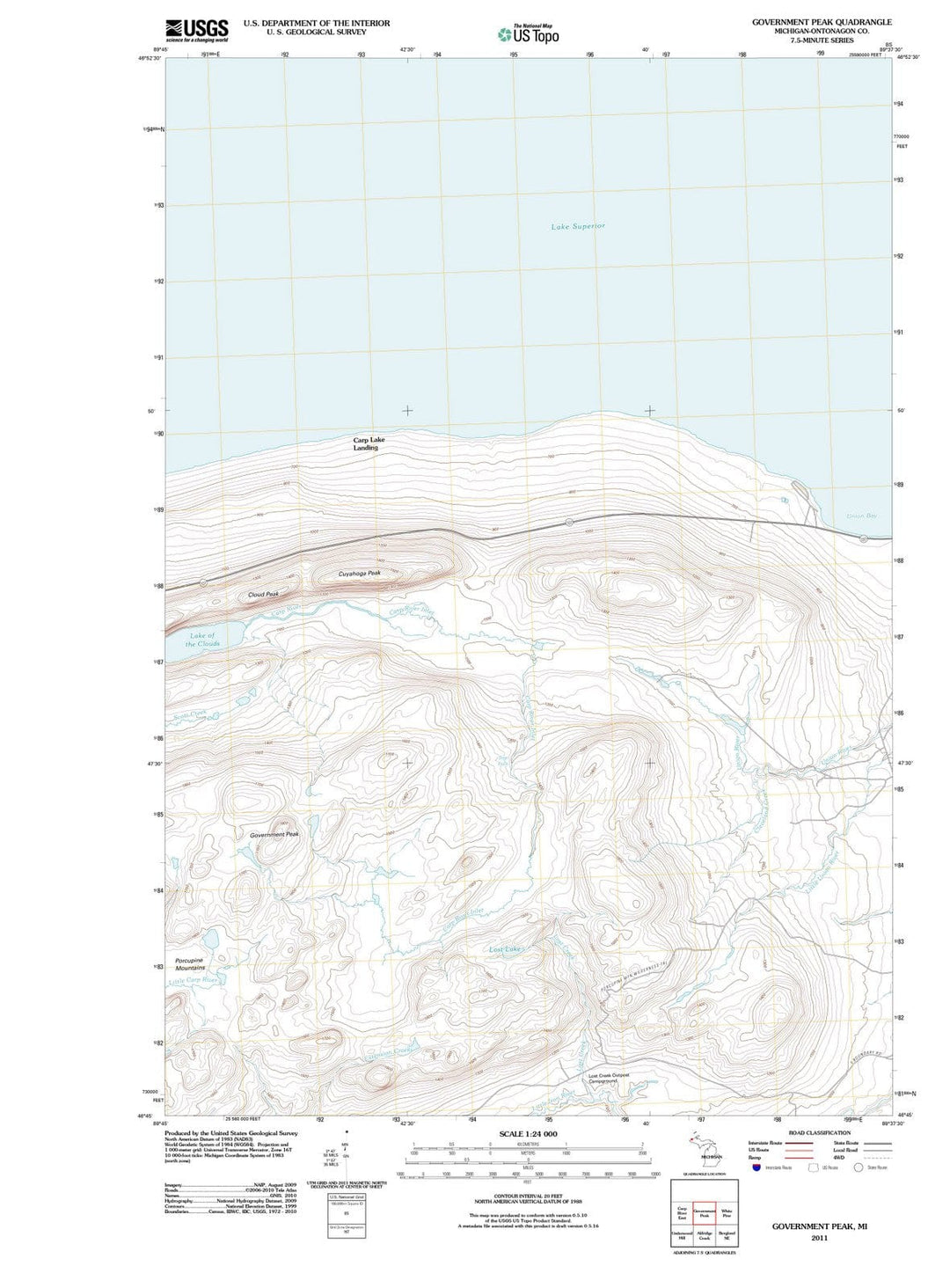 2011 Government Peak, MI - Michigan - USGS Topographic Map