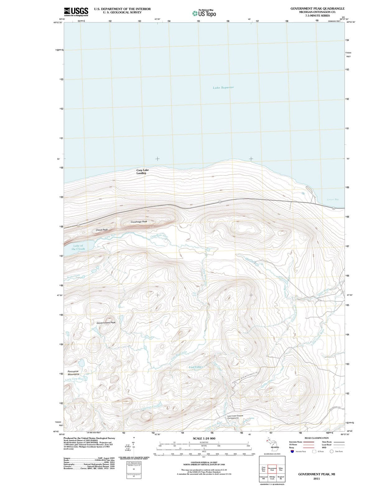 2011 Government Peak, MI - Michigan - USGS Topographic Map