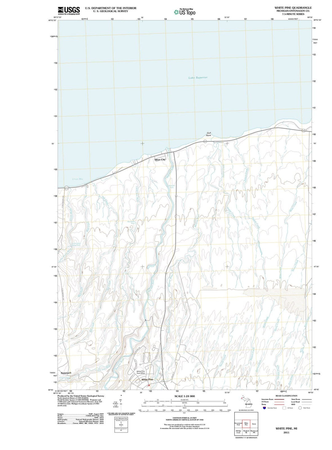 2011 White Pine, MI - Michigan - USGS Topographic Map