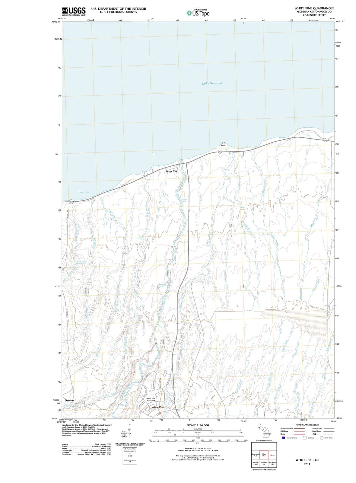 2011 White Pine, MI - Michigan - USGS Topographic Map