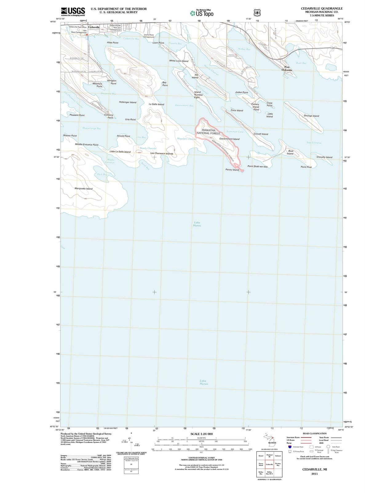 2011 Cedarville, MI - Michigan - USGS Topographic Map