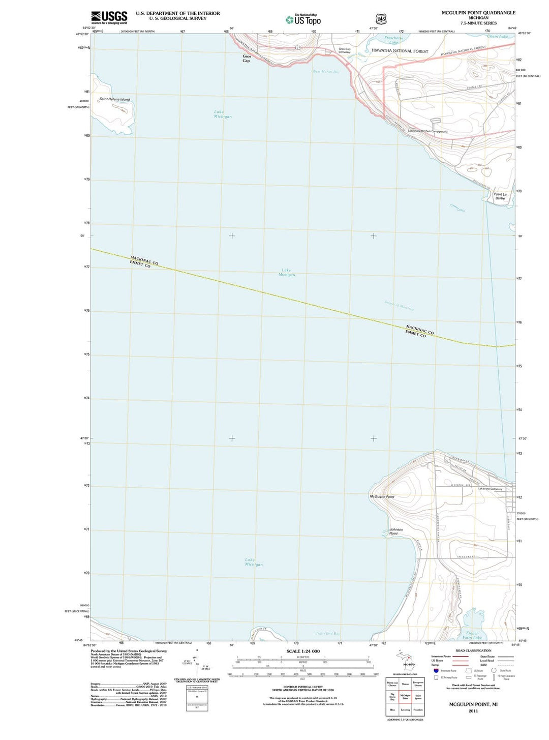 2011 McGulpin Point, MI - Michigan - USGS Topographic Map