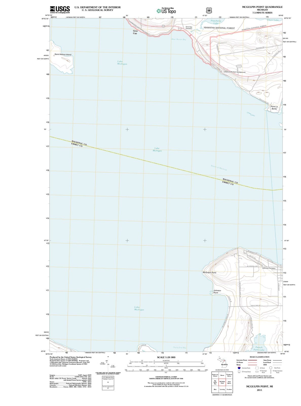 2011 McGulpin Point, MI - Michigan - USGS Topographic Map