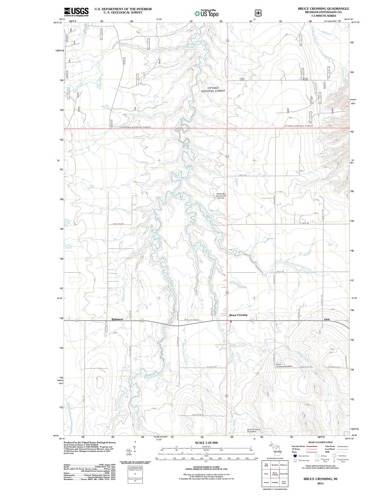 2011 Bruce Crossing, MI - Michigan - USGS Topographic Map