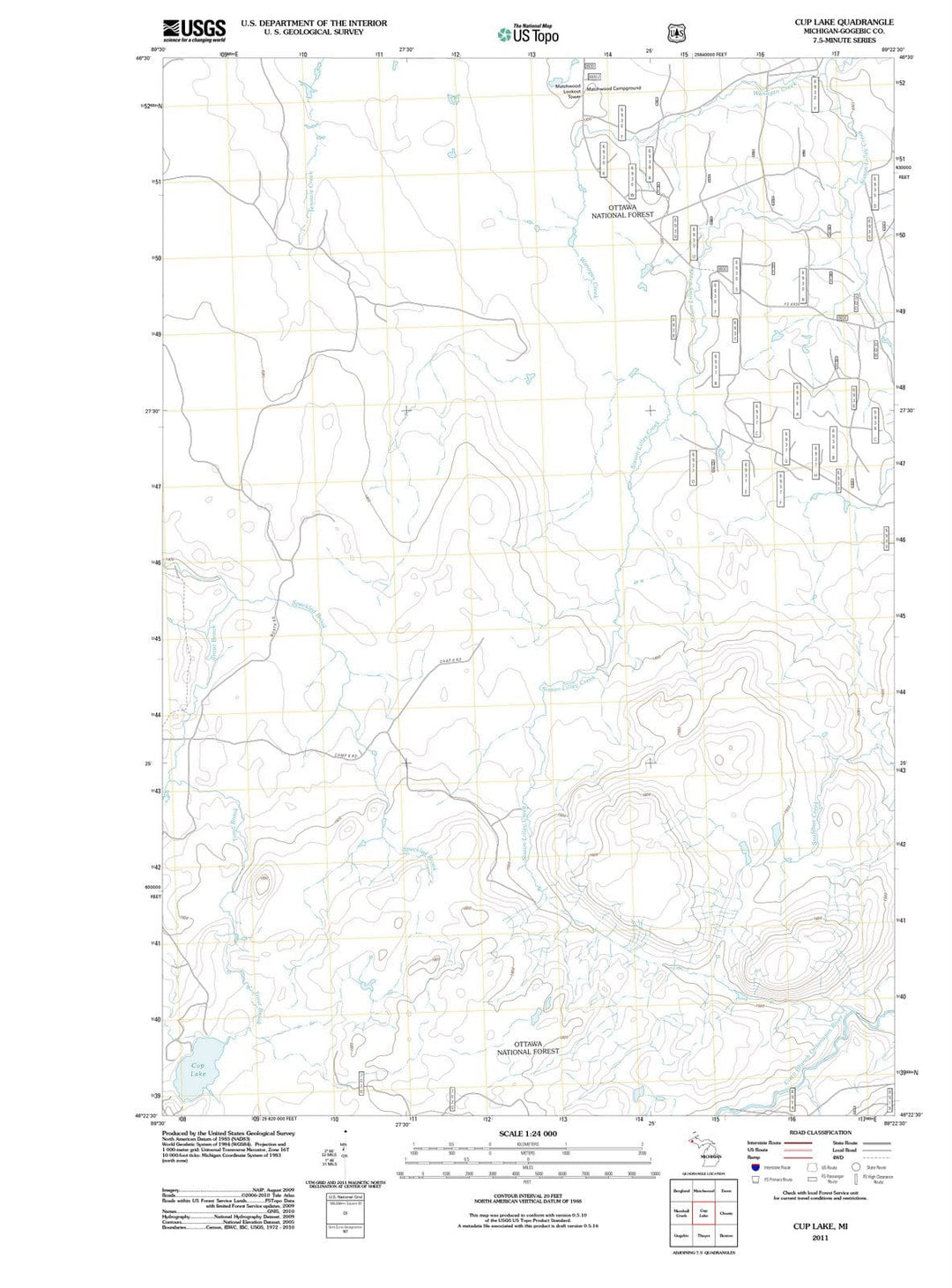 2011 Cup Lake, MI - Michigan - USGS Topographic Map
