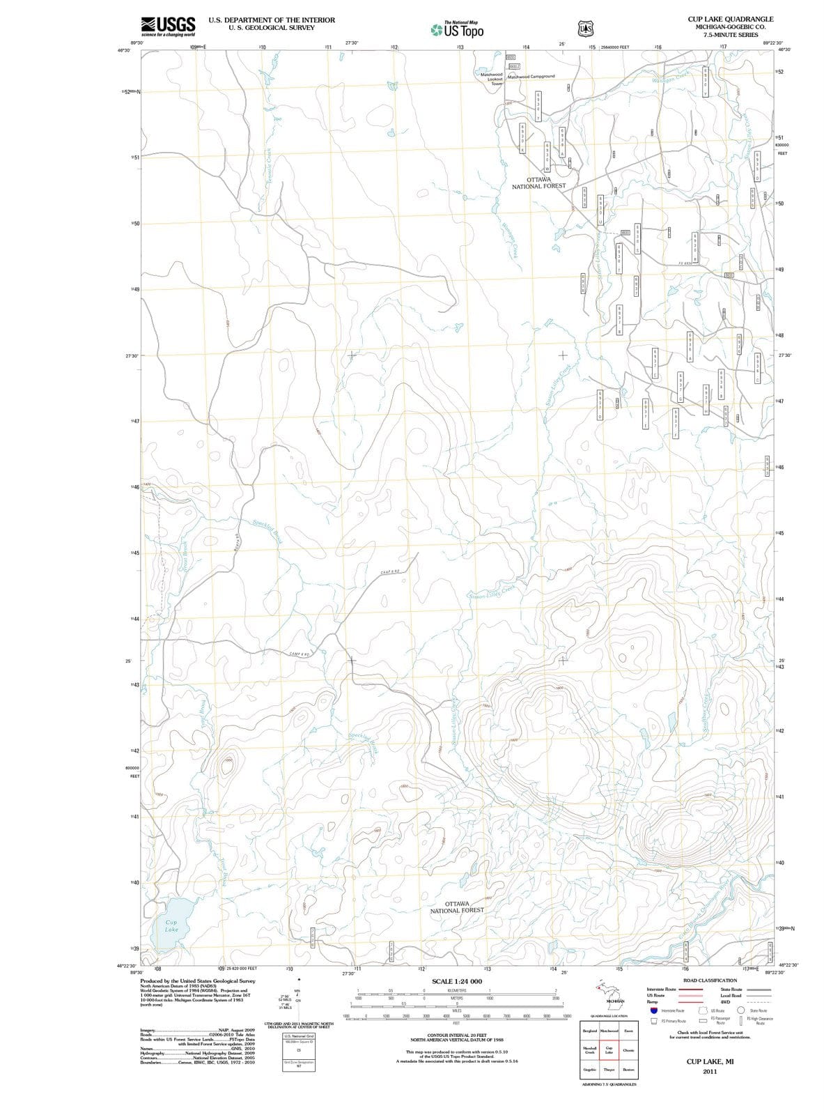 2011 Cup Lake, MI - Michigan - USGS Topographic Map