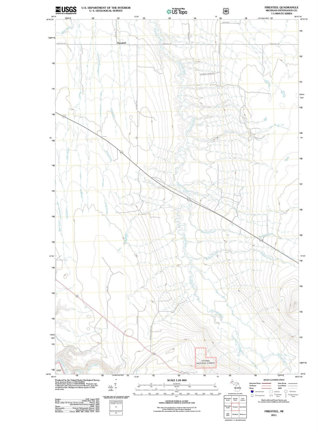 2011 Firesteel, MI - Michigan - USGS Topographic Map