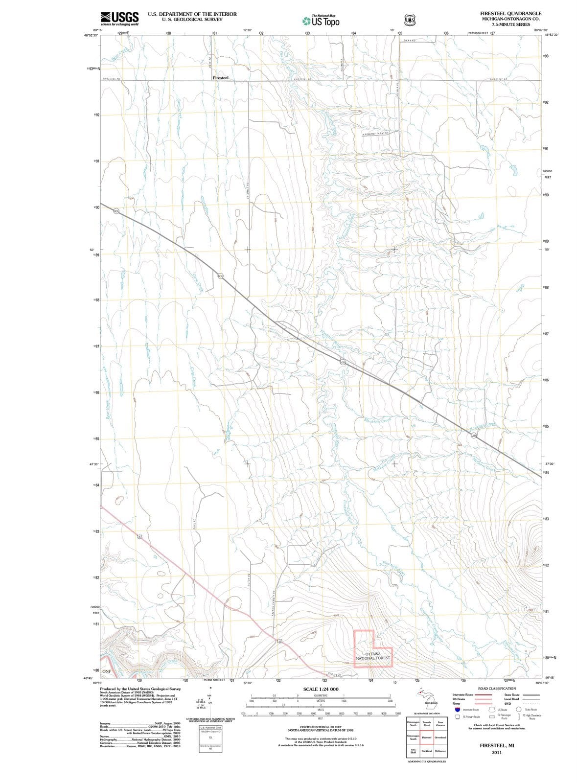 2011 Firesteel, MI - Michigan - USGS Topographic Map