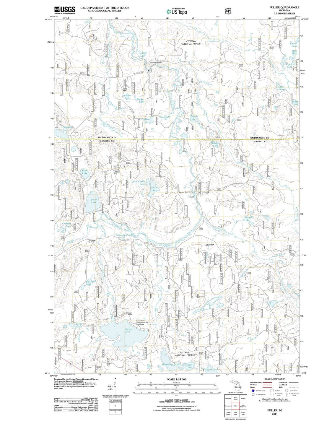 2011 Fuller, MI - Michigan - USGS Topographic Map