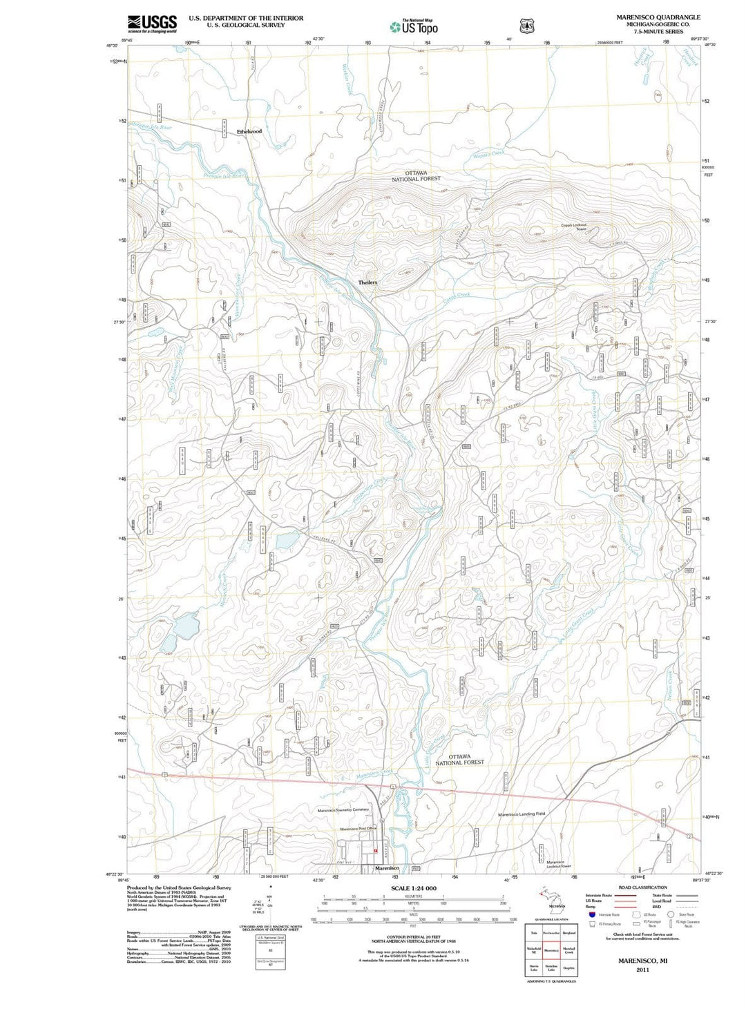 2011 Marenisco, MI - Michigan - USGS Topographic Map