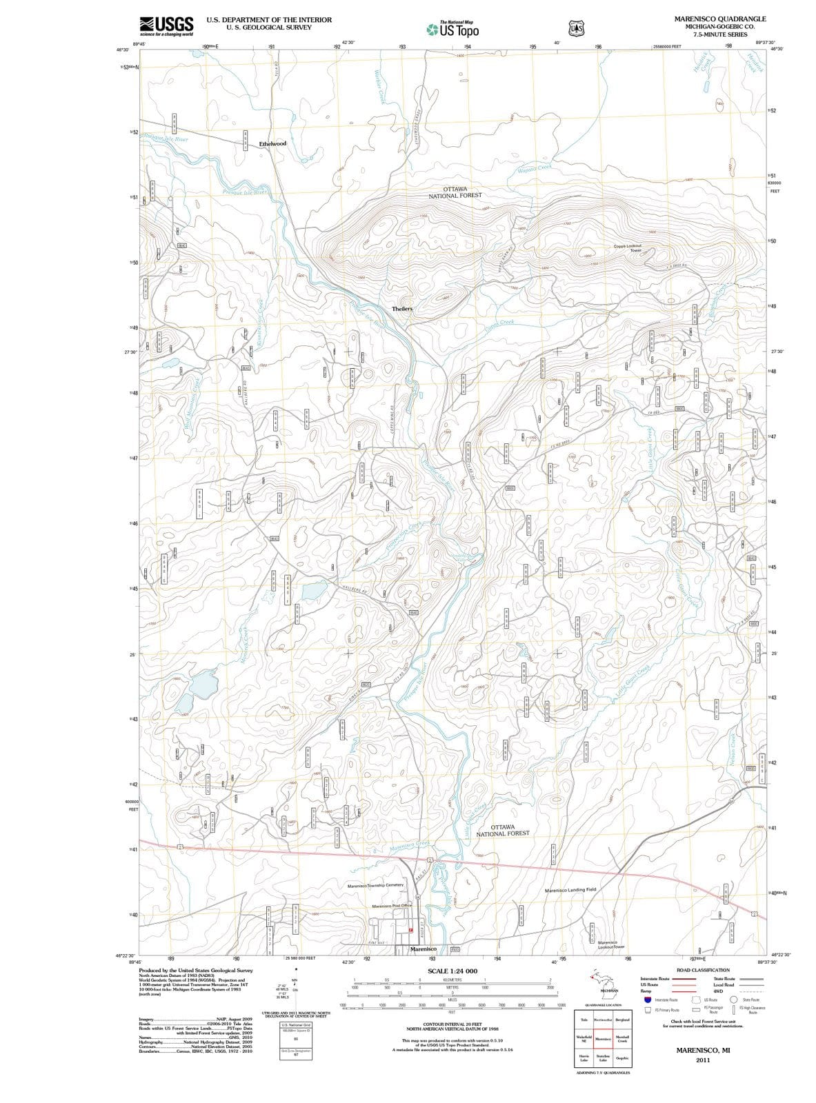 2011 Marenisco, MI - Michigan - USGS Topographic Map