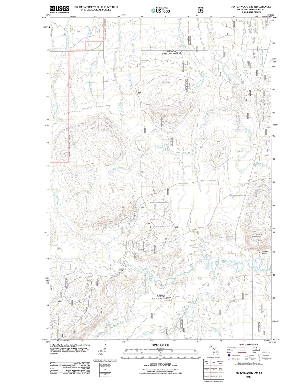 2011 Matchwood, MI - Michigan - USGS Topographic Map