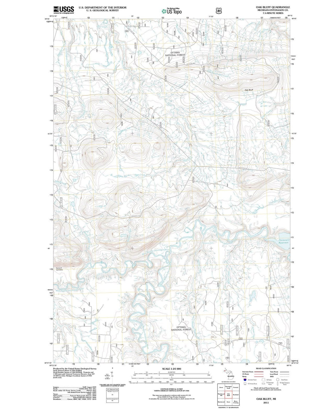 2011 Oak Bluff, MI - Michigan - USGS Topographic Map