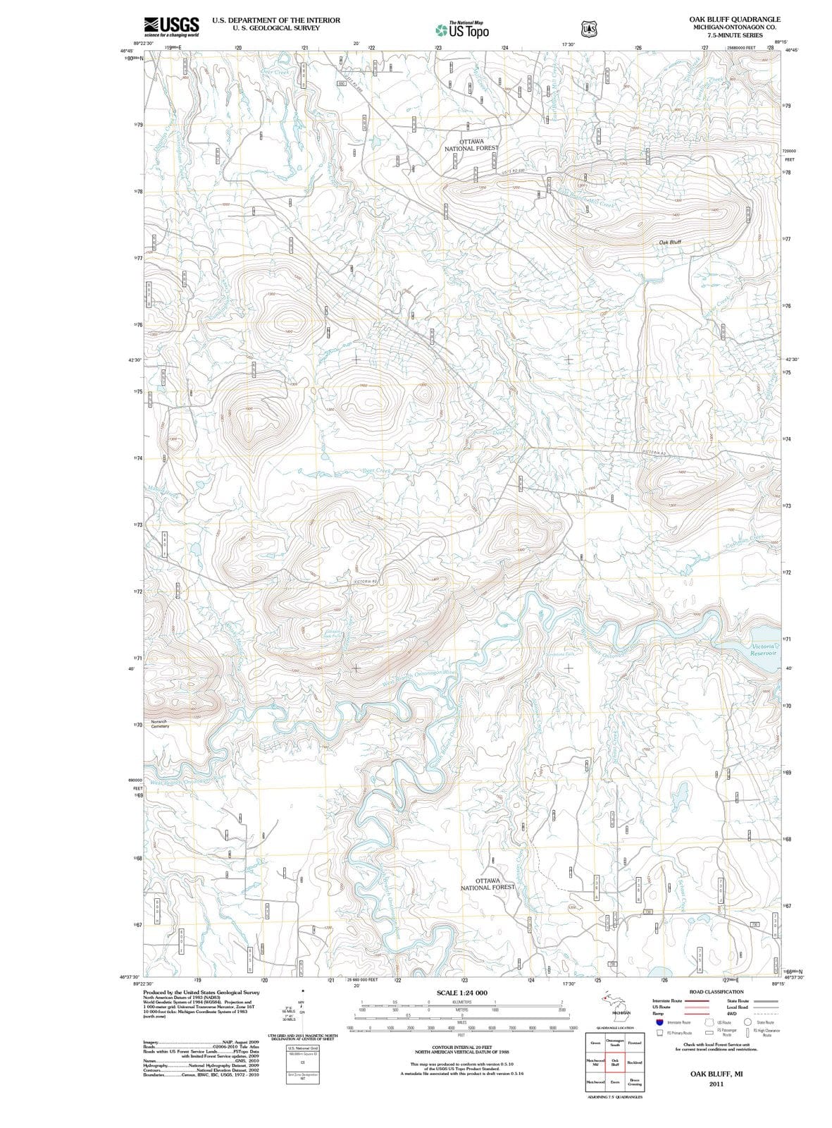 2011 Oak Bluff, MI - Michigan - USGS Topographic Map