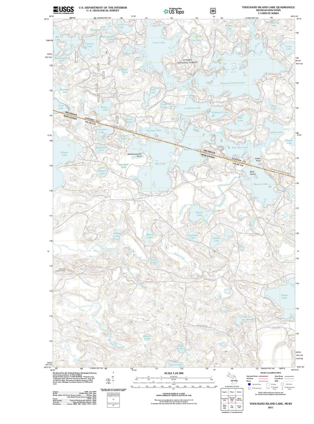 2011 Thousand Island Lake, MI - Michigan - USGS Topographic Map