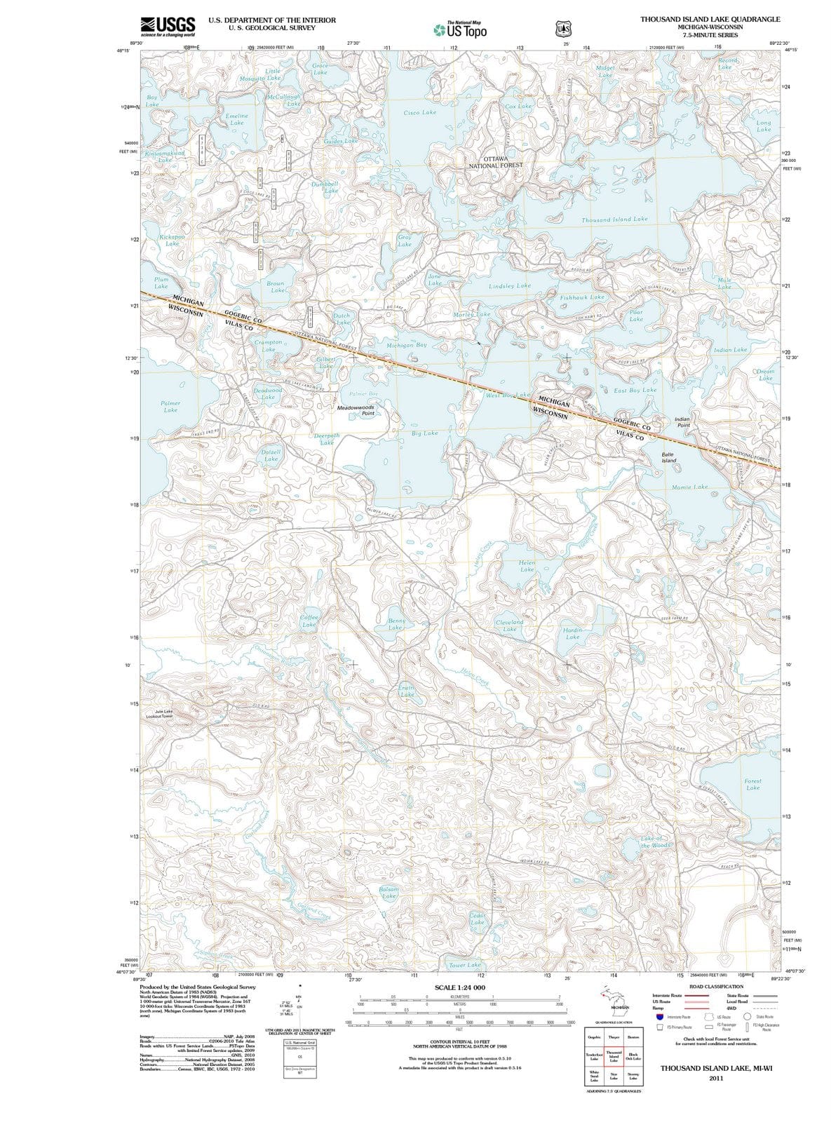 2011 Thousand Island Lake, MI - Michigan - USGS Topographic Map