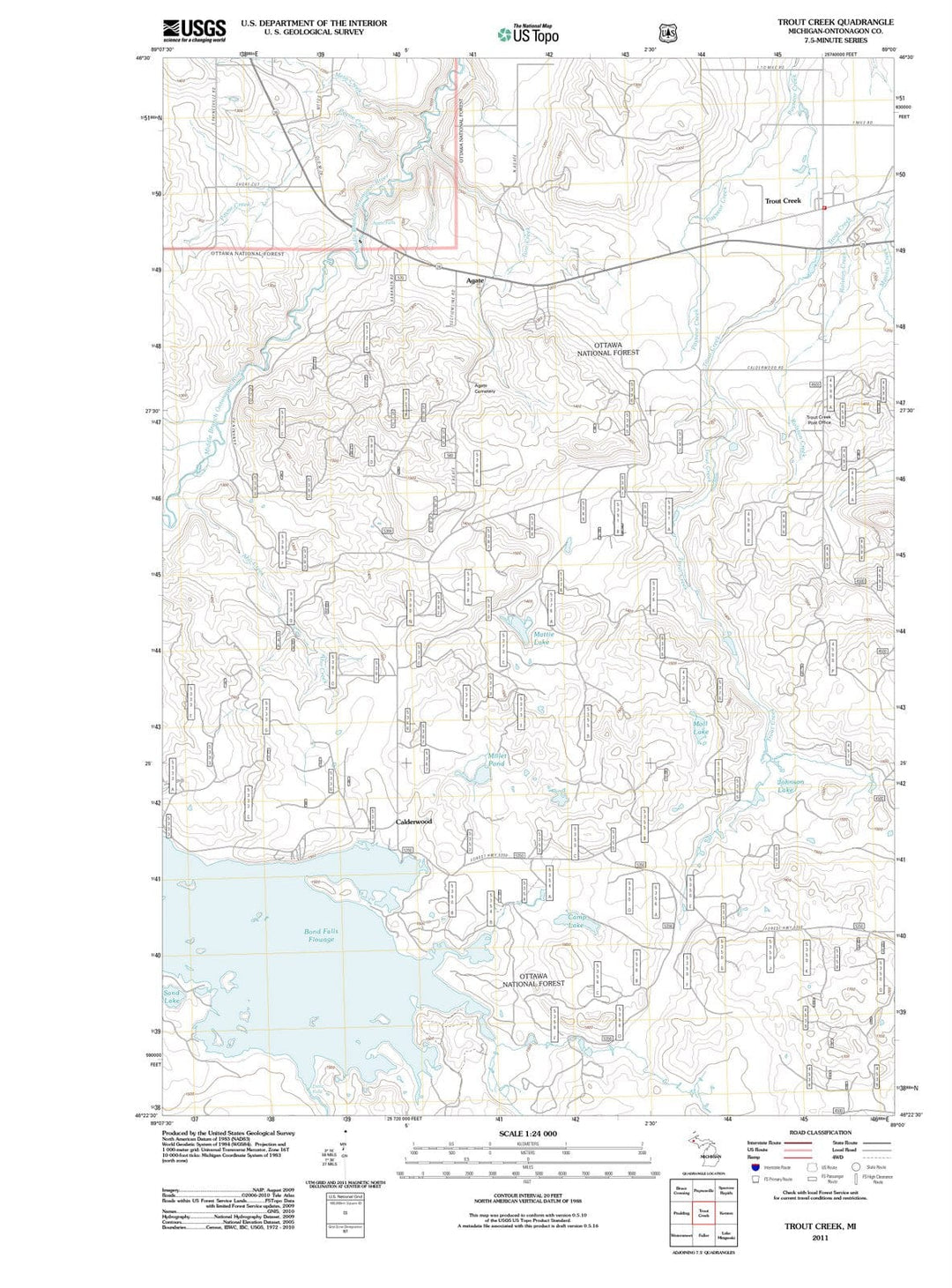 2011 Trout Creek, MI - Michigan - USGS Topographic Map