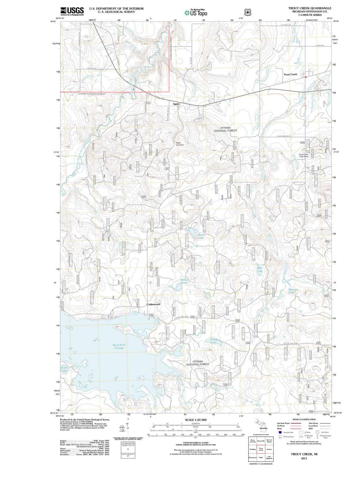 2011 Trout Creek, MI - Michigan - USGS Topographic Map
