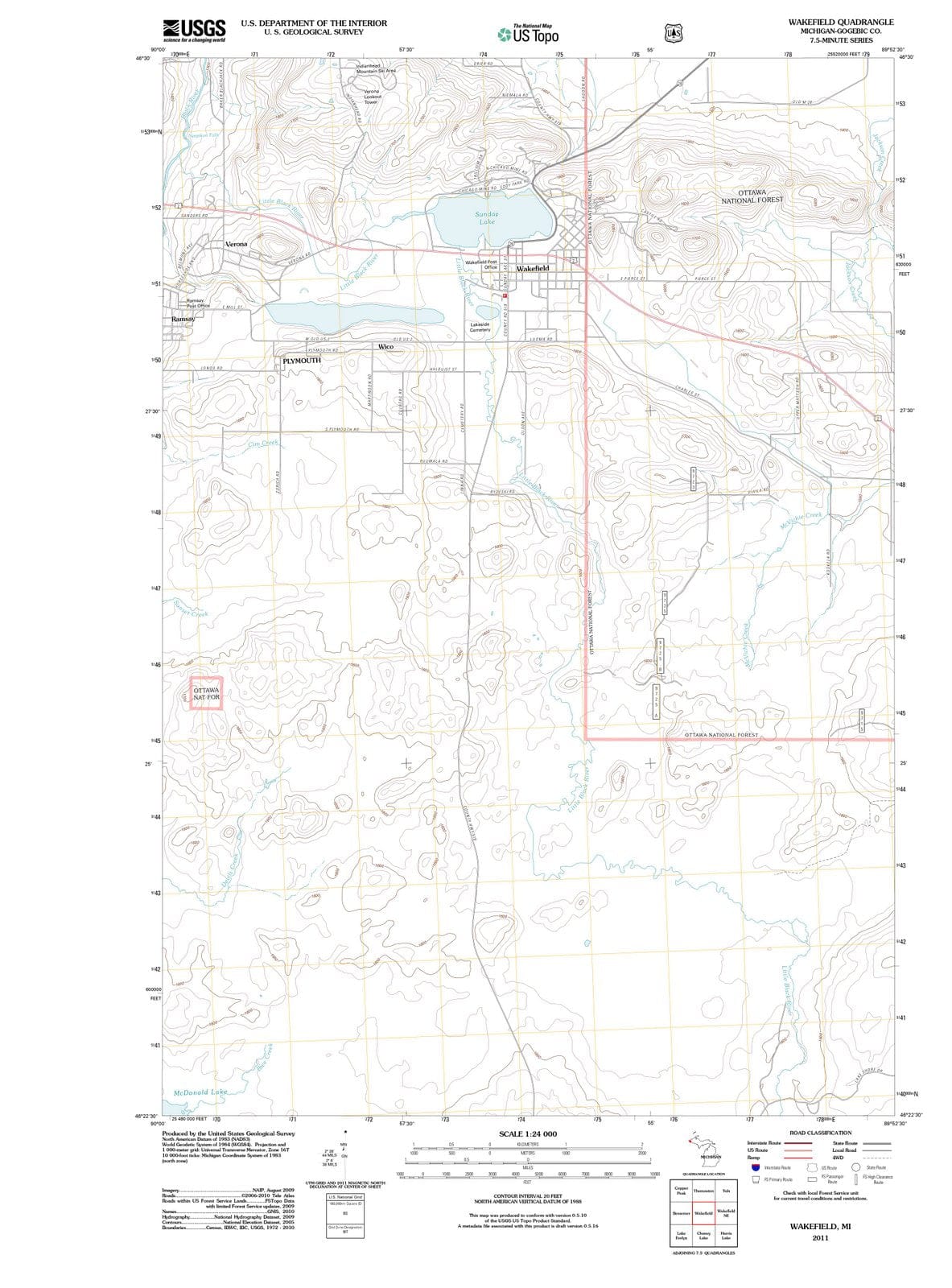 2011 Wakefield, MI - Michigan - USGS Topographic Map