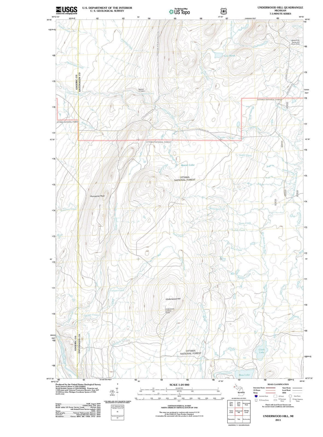 2011 Underwood Hill, MI - Michigan - USGS Topographic Map