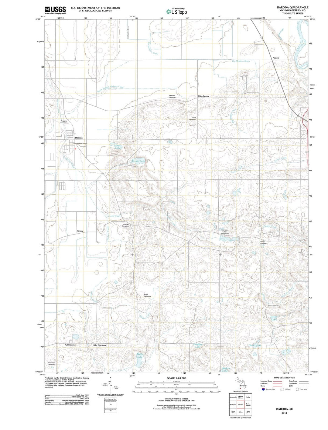 2011 Baroda, MI - Michigan - USGS Topographic Map
