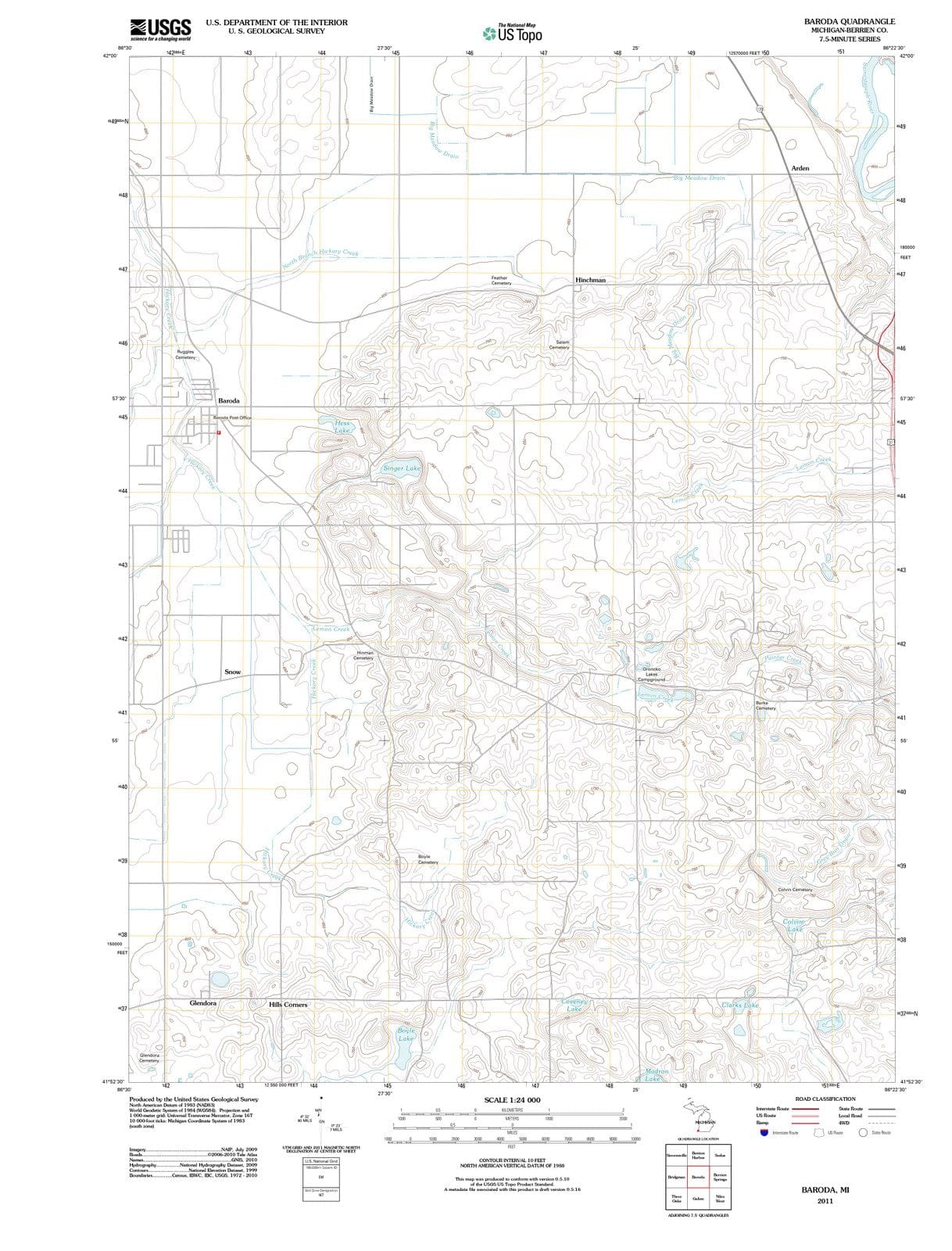 2011 Baroda, MI - Michigan - USGS Topographic Map