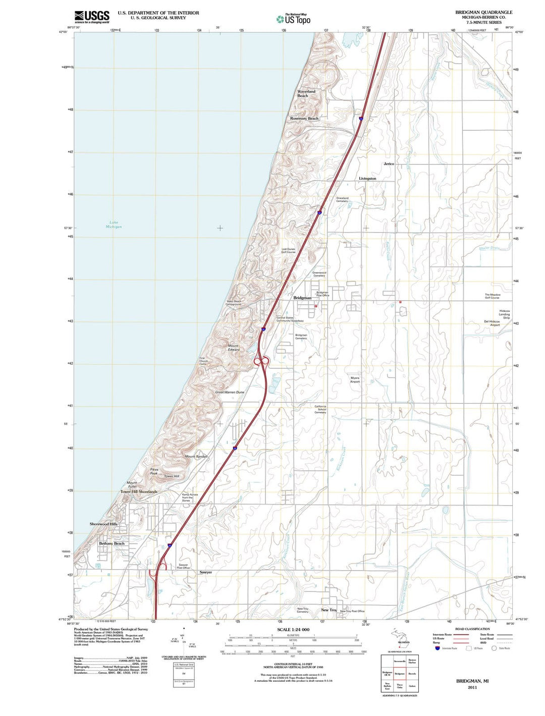 2011 Bridgman, MI - Michigan - USGS Topographic Map v2