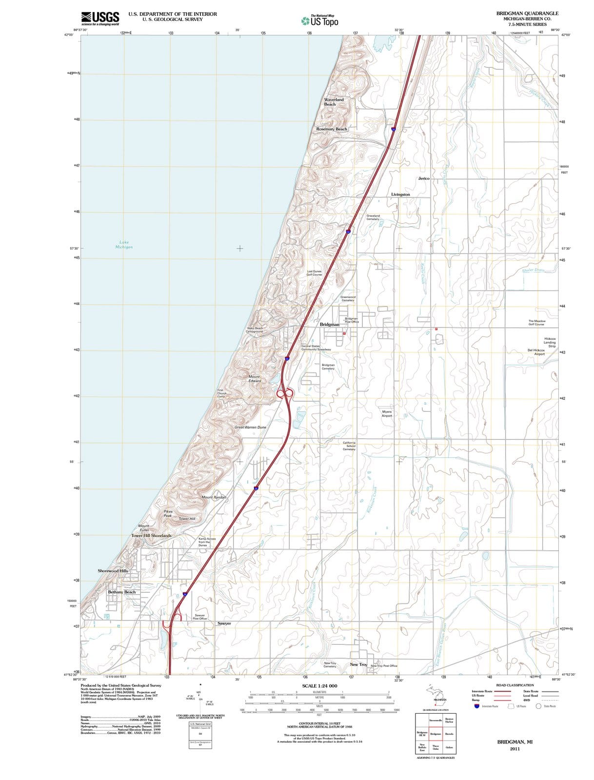 2011 Bridgman, MI - Michigan - USGS Topographic Map v2