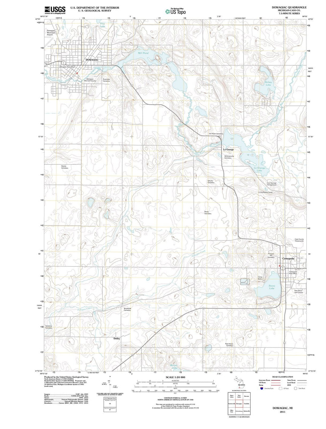 2011 Dowagiac, MI - Michigan - USGS Topographic Map