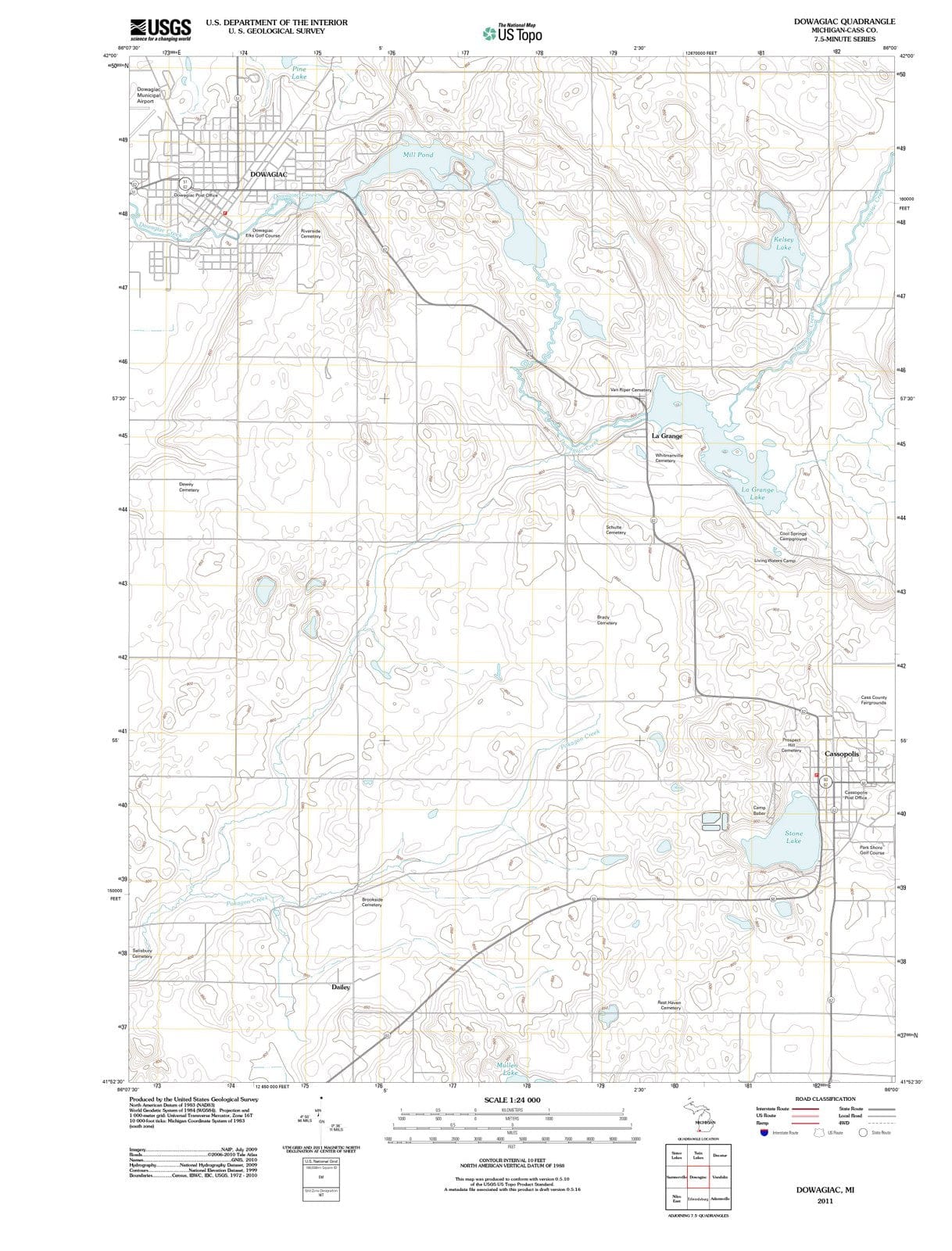 2011 Dowagiac, MI - Michigan - USGS Topographic Map