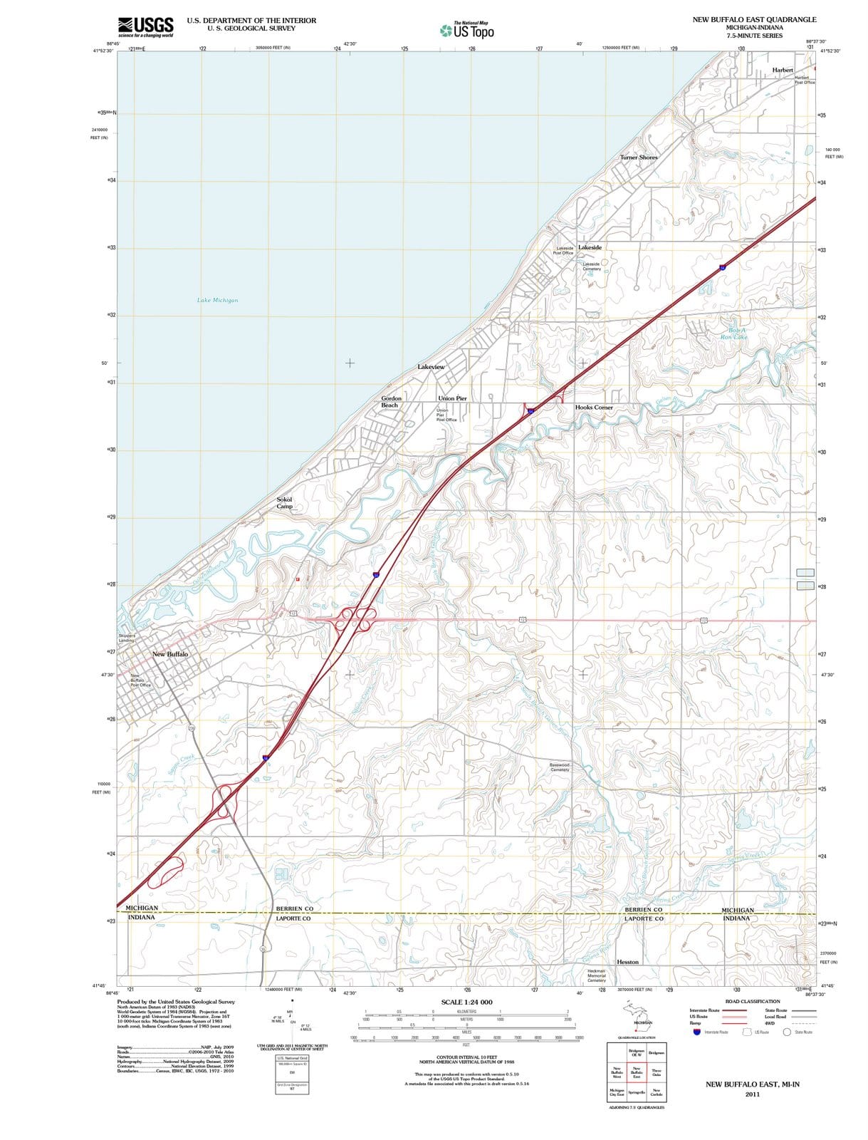 2011 New Buffalo East, MI - Michigan - USGS Topographic Map