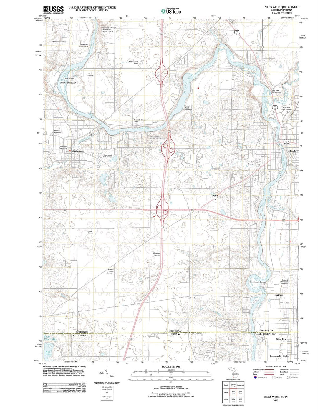 2011 Niles West, MI - Michigan - USGS Topographic Map