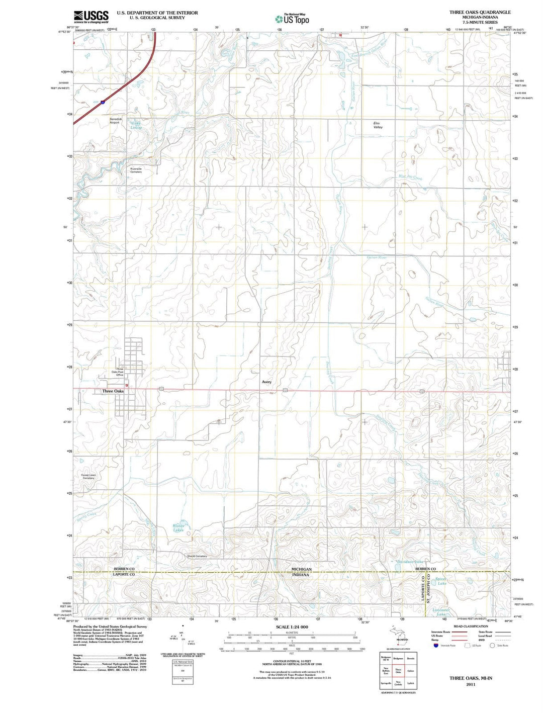 2011 Three Oaks, MI - Michigan - USGS Topographic Map