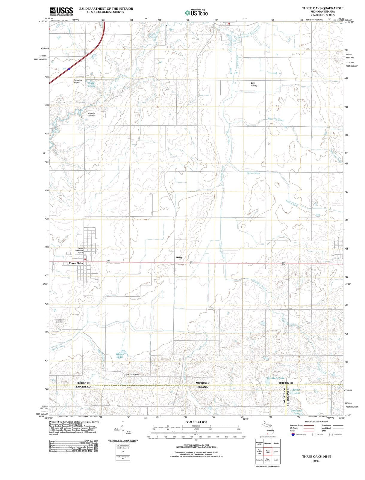 2011 Three Oaks, MI - Michigan - USGS Topographic Map