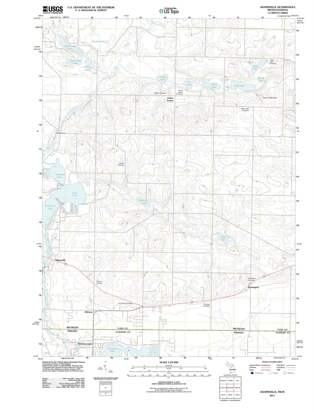 2011 Adamsville, MI - Michigan - USGS Topographic Map