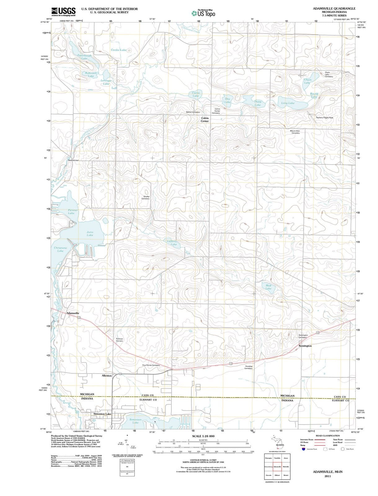 2011 Adamsville, MI - Michigan - USGS Topographic Map
