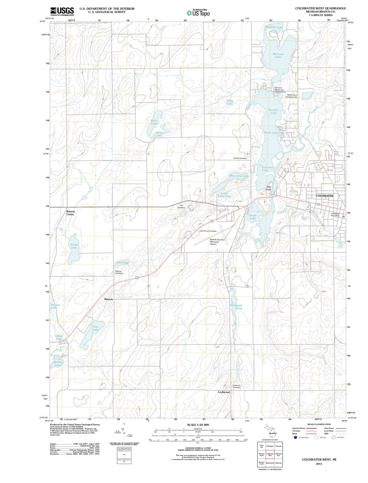 2011 Coldwater West, MI - Michigan - USGS Topographic Map