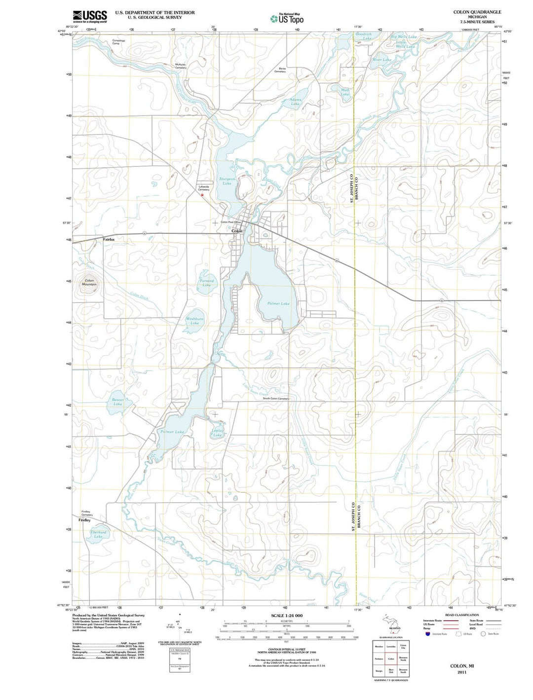 2011 Colon, MI - Michigan - USGS Topographic Map