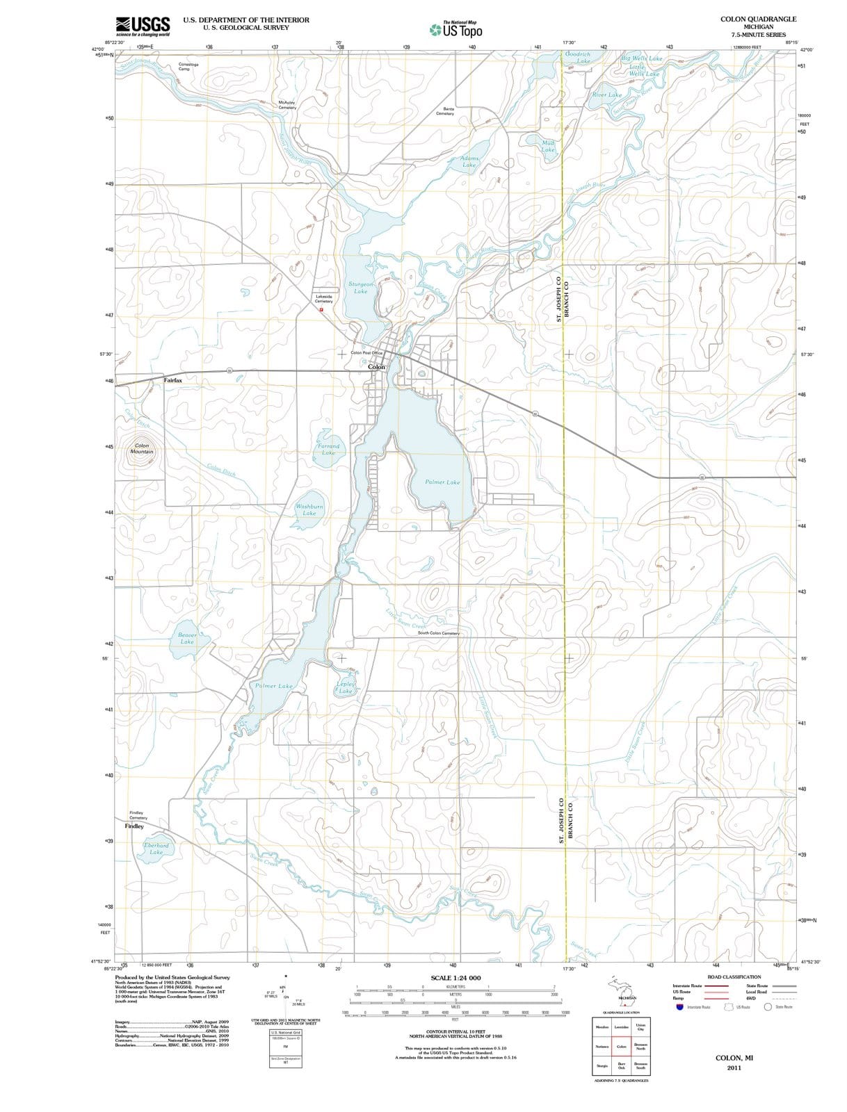 2011 Colon, MI - Michigan - USGS Topographic Map