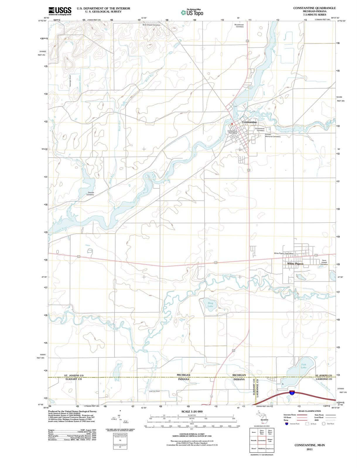 2011 Constantine, MI - Michigan - USGS Topographic Map