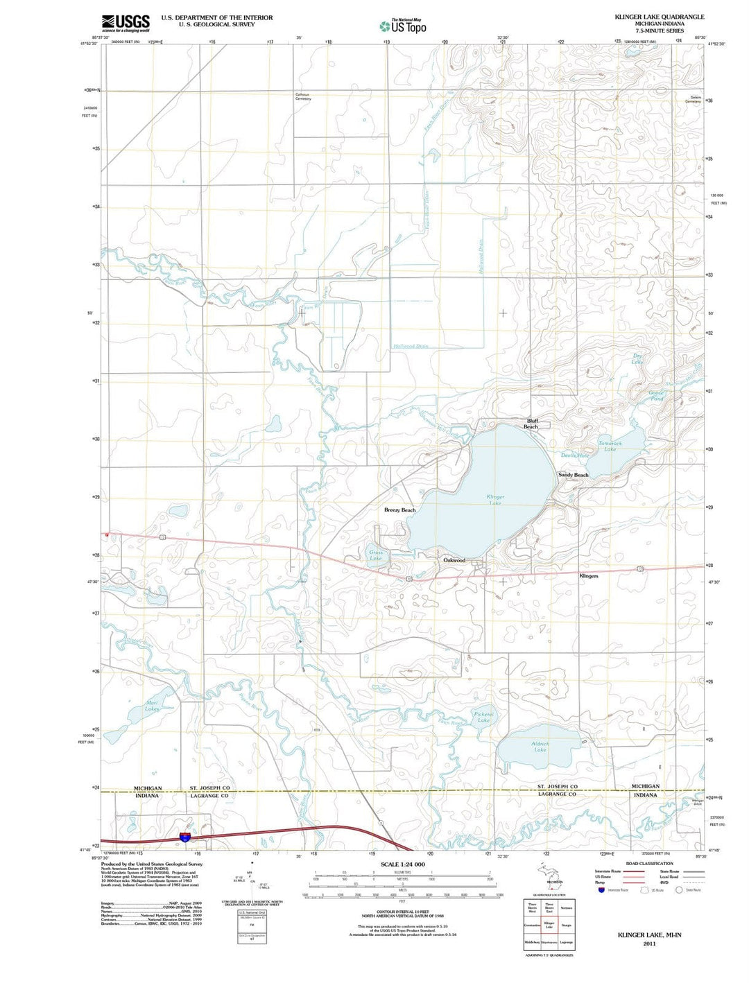 2011 Klinger Lake, MI - Michigan - USGS Topographic Map