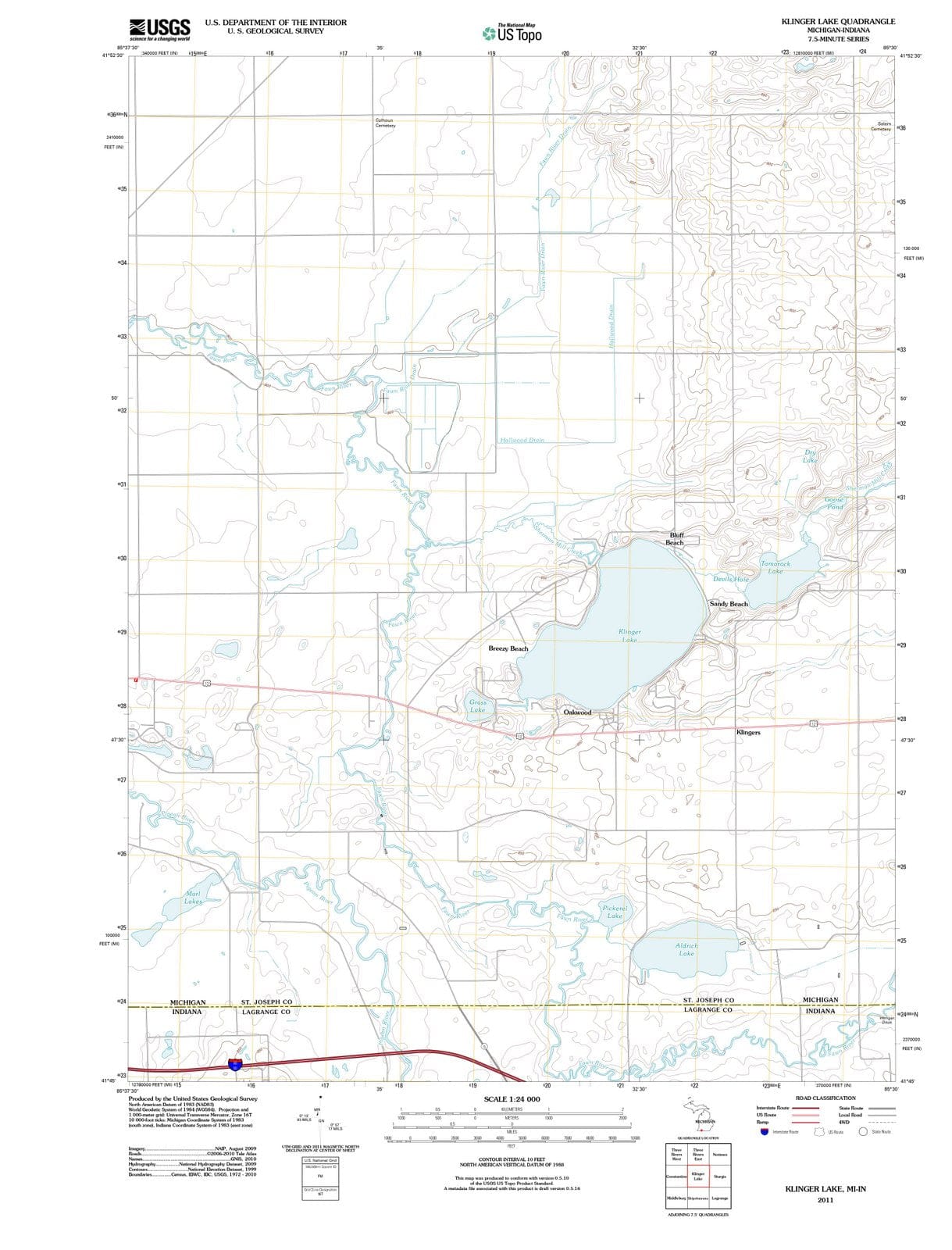 2011 Klinger Lake, MI - Michigan - USGS Topographic Map
