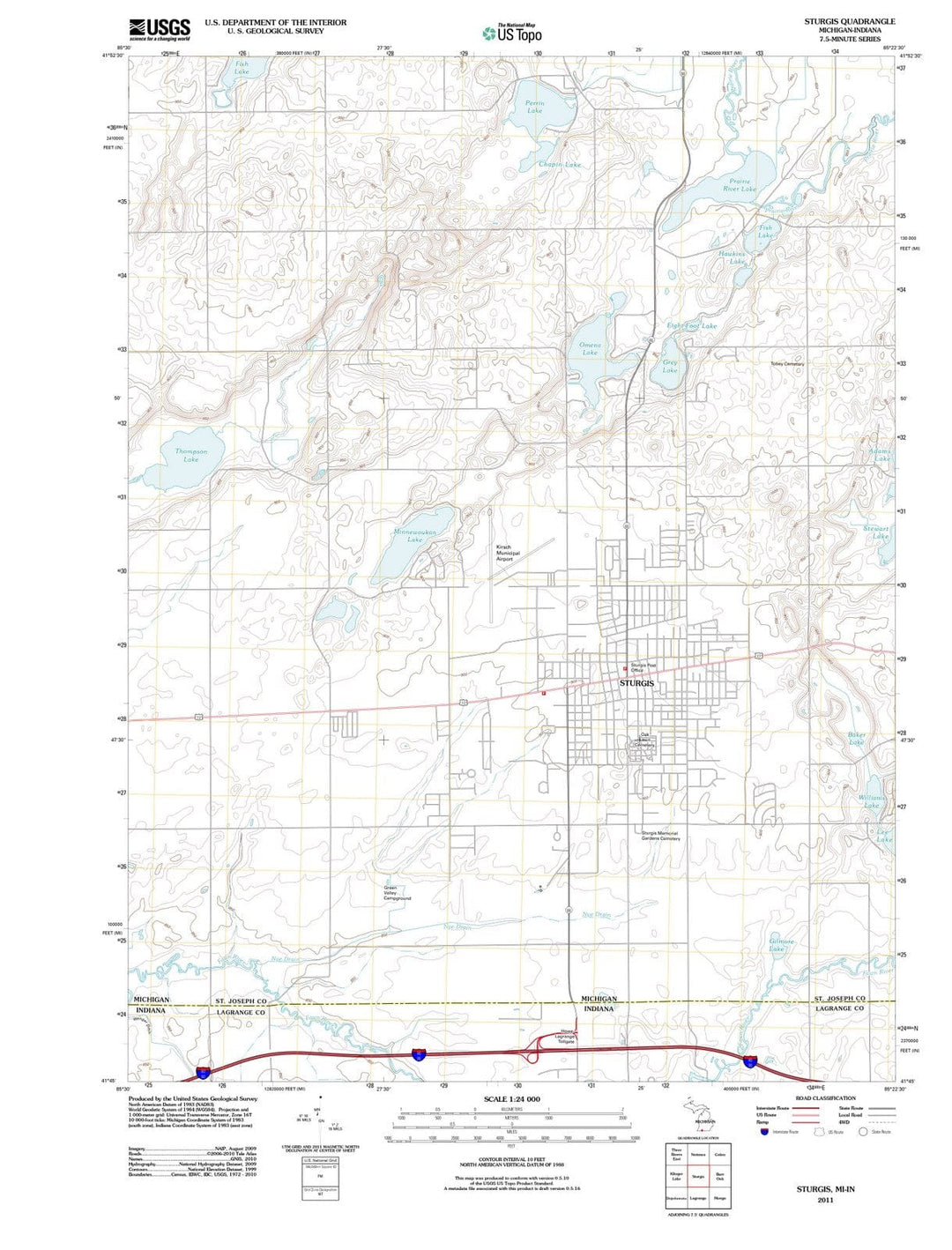 2011 Sturgis, MI - Michigan - USGS Topographic Map