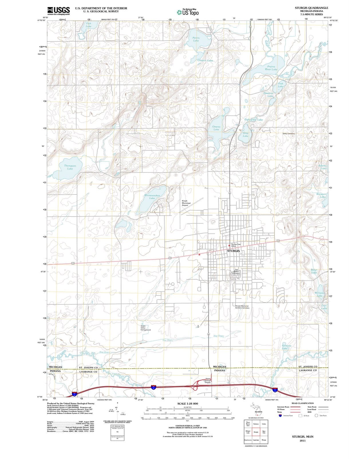 2011 Sturgis, MI - Michigan - USGS Topographic Map