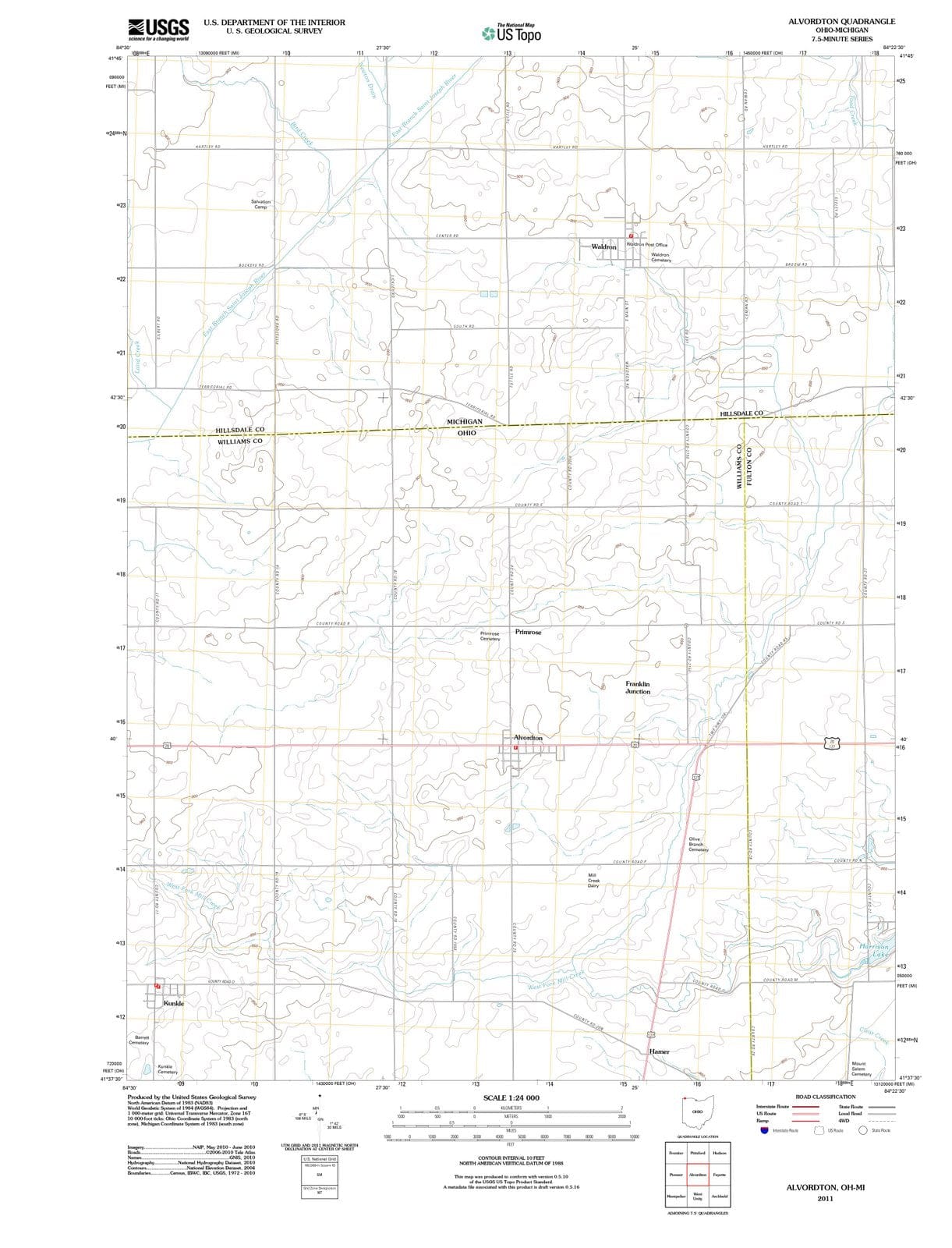 2011 Alvordton, OH - Ohio - USGS Topographic Map
